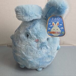 FAO Schwarz Chibi Pals Blue Bunny Plush Easter Spring NWT
